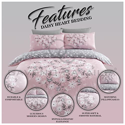 GC GAVENO CAVAILIA Flower Duvet Cover Set, Super Soft Blossom Bedding Sets King Size, Washable Quilt Covers, Blush Pink, 705963 - Cosy Home Interiors GC GAVENO CAVAILIA Flower Duvet Cover Set, Super Soft Blossom Bedding Sets King Size, Washable Quilt Covers, Blush Pink, 705963 - Image 2