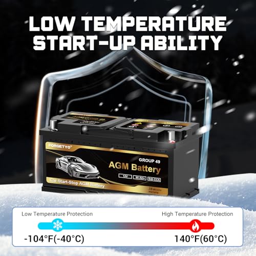 Image of 49-H8-AGM BCI Group Size 49 12V 95 AH, 186RC, 940 CCA Rechargeable AGM Maintenance Free Automotive Battery