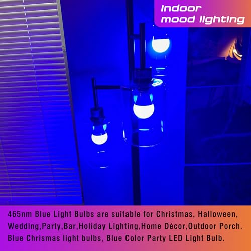 Image of Blue Light Bulb, A15 Blue Christmas Lighting Bulb, 3W 300lm,2 Pack | 25w-40w Equivalent,Blue Colored ED Bulb for Halloween, Party, Holiday Lighting, Home Decoration, Outdoor Porch, Non-Dimmable