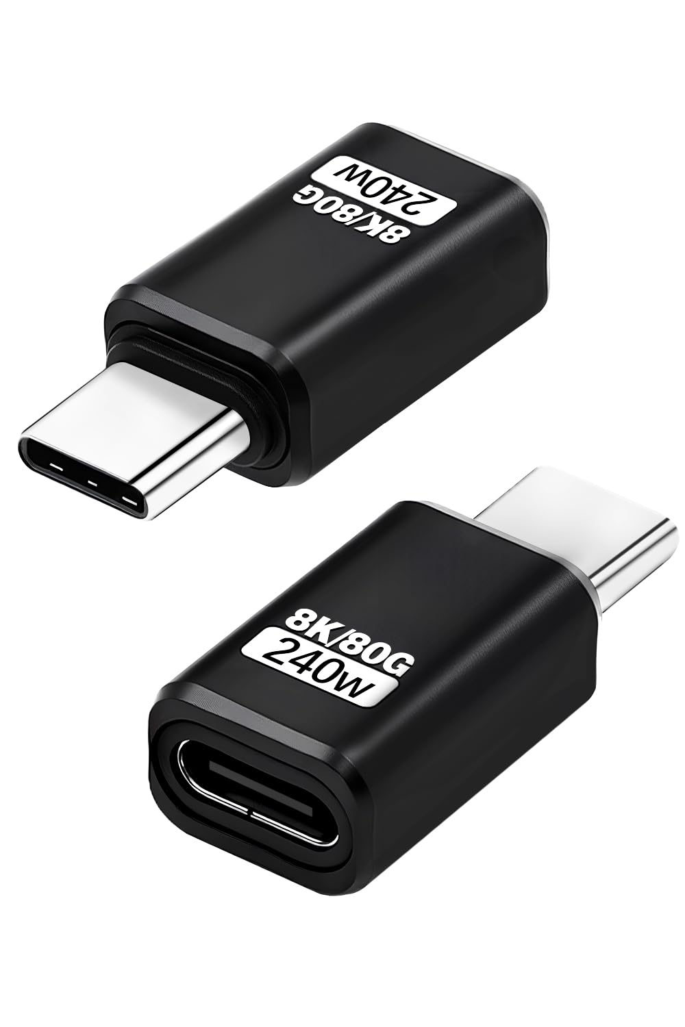 Duttek 80G 240W USB C Stecker auf Buchse Adapter, USB C Verlängerungsadapter, kompatibel mit Thunderbolt 5 Kabel für Steam Deck, ROG Ally, Switch, Notebook, PC, Tablet, Smartphone, 2Pack