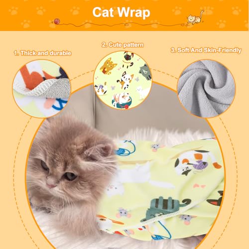 Image of Gosknor Self-Adhesive Cat Grooming Burrito Wrap, 21.65x21.65in Anti-Scratch Swaddle Blanket for Nail Clipping Anti-Escape Calming Cat Restraint for Trimming Pet Grooming Supplies (Large)