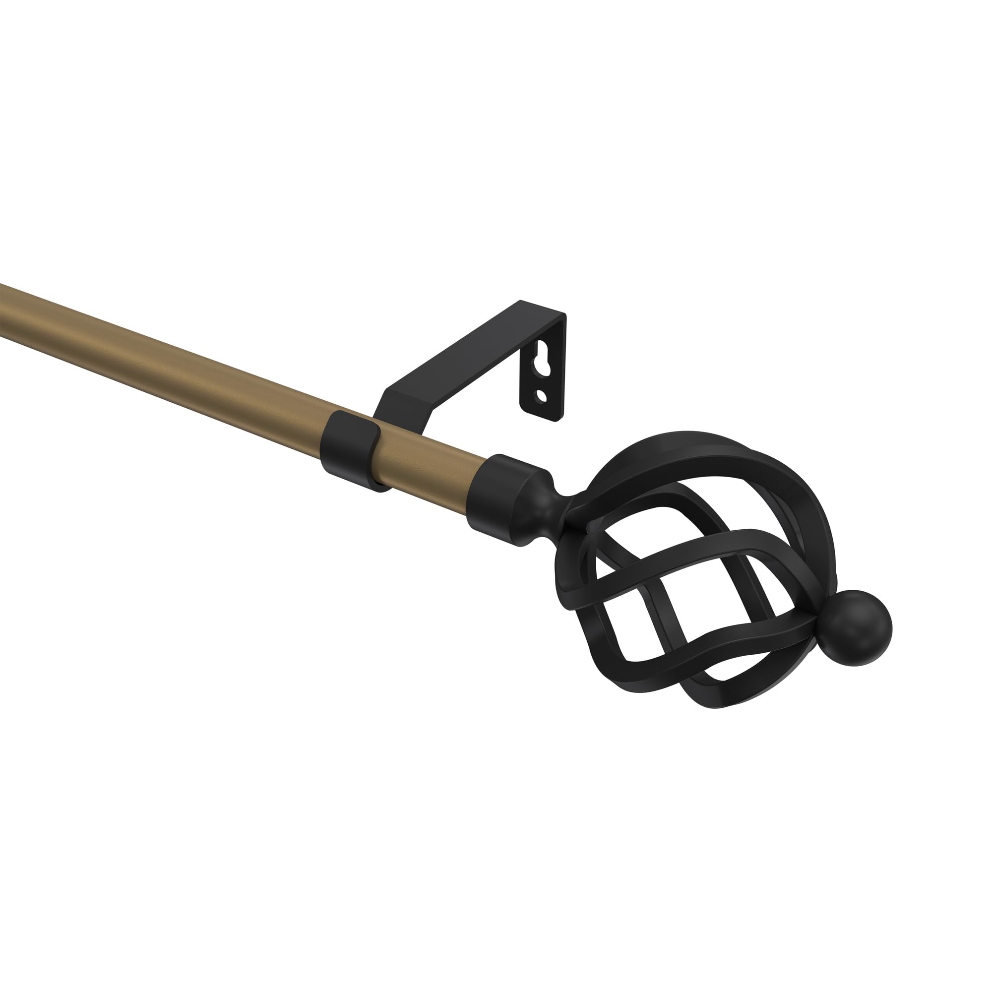 INTERDECO Gardinenstange 16 mm 1-läufig Gold matt/Schwarz 240 cm
