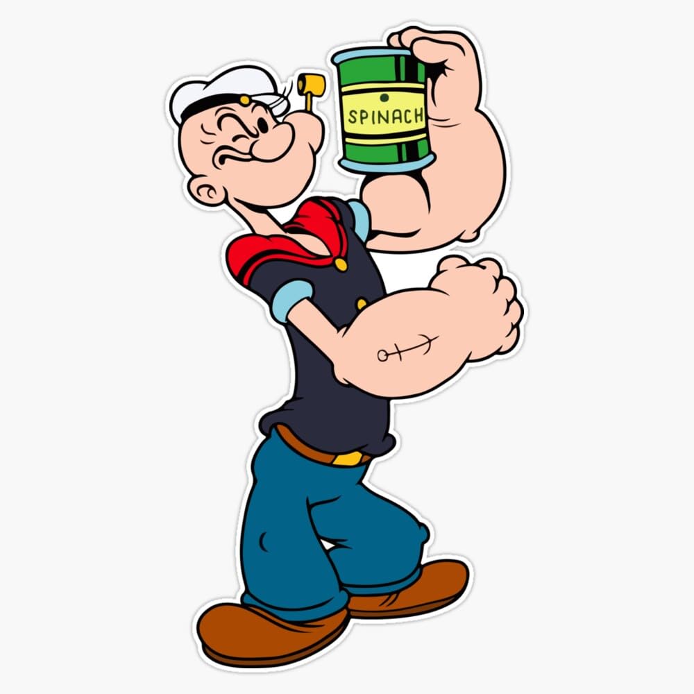 Popeye Te Sailor Spinach Old Cartoon Art Work Sticker Vinyl Waterproof Sticker Decal Car Laptop Wall Window Bumper Sticker 5"