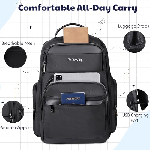 Image of CARRY TRIP Laptop Backpack with 2 Large Compartments & USB Charging Port,for Travel,Office and Daily Use