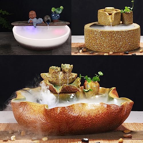 Qcwwy Nebler Nebelmaschine, 24V 12 LED Farbwechsel Luftbefeuchter Ultraschall Nebelmaschine Wasserteich Zerstäuber Luftbefeuchter für Gartenarbeit und Teichnutzung