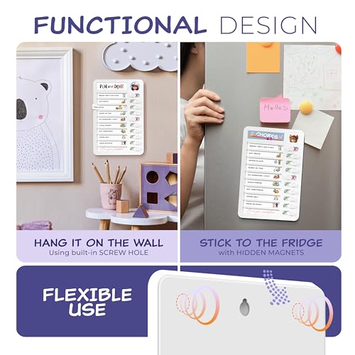 Image of Chores Chart for Kids, Chore Board Visual Schedule Checklist, Chore List | Daily, Weekly & Monthly Magnetic Chore Chart with Stickers, Home Routine Board, Behaviour Chart for Kids with ADHD & Autism