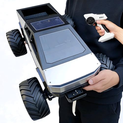 Tetesese Large Remote Control Car 1/8 Scale Cyber Pickup Truck 4WD RC Toy2.4 Ghz Monster Off-Road Climbing Car with Sound and Light Effects Alloy Body...