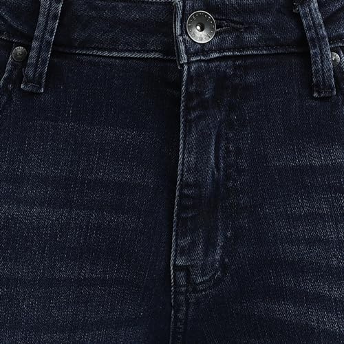 Image of UNITED COLORS OF BENETTON Men's Mid Rise Slim Fit Tapered Dark Wash Jeans