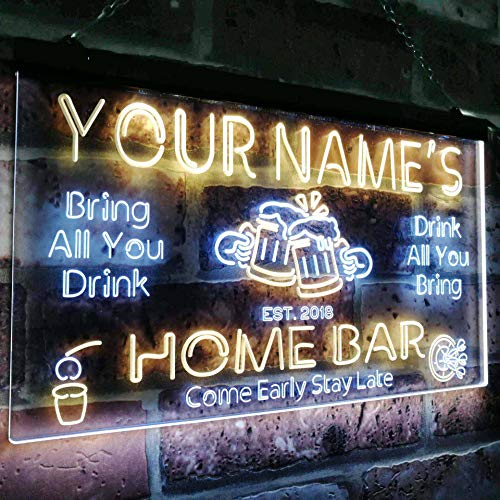 Advpro Personalized Your Name Custom Home Bar Beer Established Year Dual Color Led Neon Sign White & Yellow 12 X 8.5 Inches St6S32-P1-Tm-Wy #TOP2