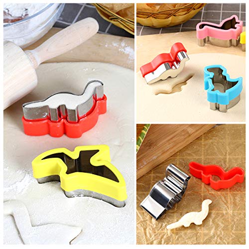 Dinosaur Cookie Cutters Set - Stainless Steel Shaped Cookie Candy Food Cutters Molds For Diy, Kitchen, Baking, Kids Dinosaur Theme Birthday Party Supplies Favors (6Pack) #TOP4