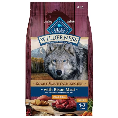 Blue Buffalo Wilderness Rocky Mountain Recipe Natural High-Protein Dry Food for Large Breed Dogs, Bison & Grain, 28-lb bag