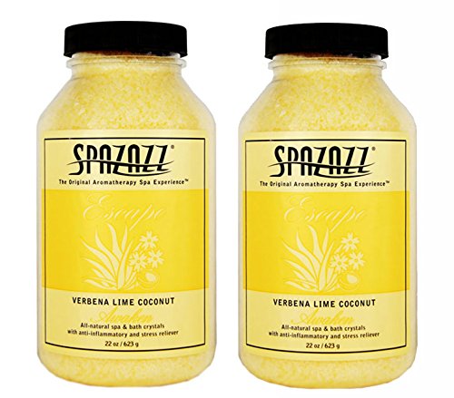 Spazazz Aromatherapy Spa and Bath Crystals - Verbena Lime Coconut 22 oz (2 Pack)