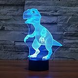 SUPERNIUDB Dinosaur 3D Night Light Touch Table Desk Lamp 7 Colors 3D Optical Illusion Lights Christmas Gifts