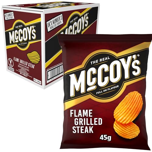 McCoys FLAME GRILLED STEAK Grab Bag Crisps 45g (Multipack BOX of 36) - Fully loaded with flavour iconic ridged crisp unmistakable crunch