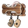 MTERSN Farmhouse Dog Leash Holder for Wall – Dog Stuff Organizer and Doggie Bone Key Holder Wall Mount with 5 Decorative 3D Puppy Paw Hooks & Storage Shelf – Ideal Home Decor (Brown)