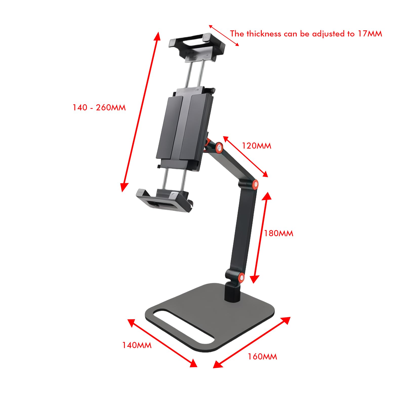 Leikurvo Supporto per monitor per tablet da 6 a 17,3 pollici, supporto da tavolo regolabile a 360°, regolabile in altezza, portatile, per tablet e telefoni cellulari, girevole, pieghevole, inclinabile