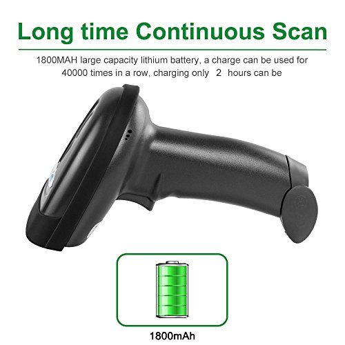 NETUM 1D Wireless Barcode Scanner, USB Laser Barcodescanner 100m Reichweite Wireless Handscanner mit 1800 mAh Akku Kabellos Handscanner Handheld Lesegerät, Plug and Play NT-1698W