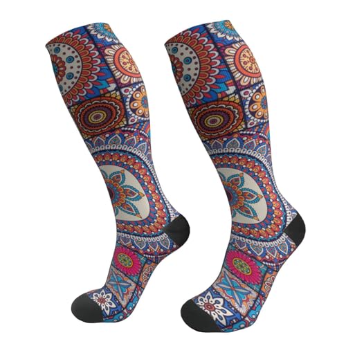 Tile Moroccan Bohemian Mandala Compression Socks Women And Men For Nurses Travel Pregnancy Recovery Running Athletic