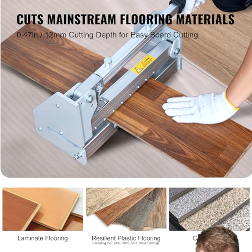 Image of VEVOR Floor Cutter 330mm, Cuts Vinyl Plank, Laminate, Engineered Hardwood, Siding, 12mm Cutting Depth Effortless and Easy Cutting, Vinyl Plank Cutter for LVP, WPC, SPC, LVT, VCT, PVC, and More