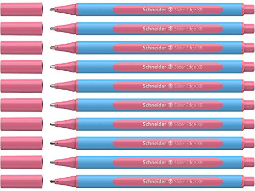 Image of Schneider 152222 Slider Edge Pastel XB Ballpoint Pen (Triangular Pens with Line Width XB) Pack of 10 Flamingo