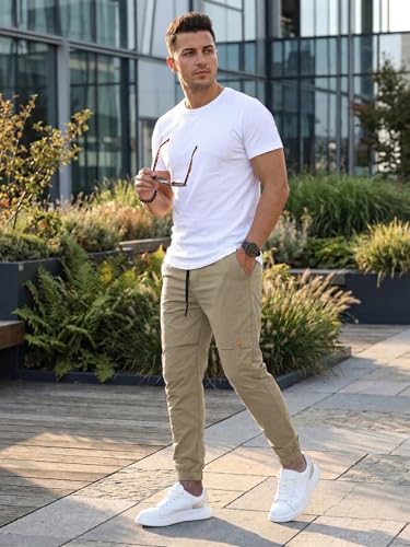 Image of ANNI Designer Men Cargo Pants Cotton Solid | Cargo Pants for Men | Mens Cargo Trouser | Multi Pocket Cargo Pant Regular Fit | Casual Stylish Bottom Wear for Mens Comfortable Clothing