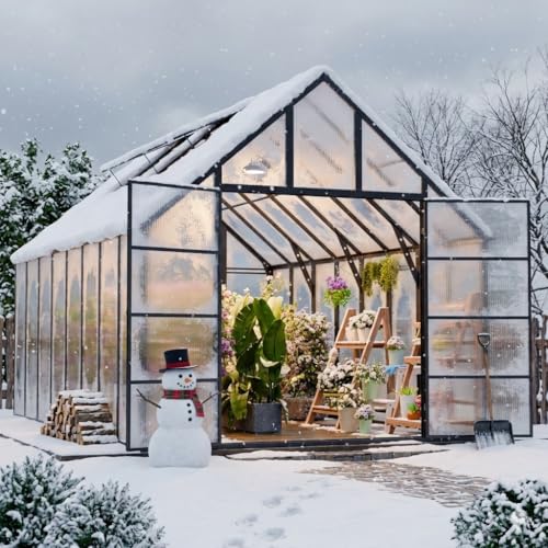 12x10ft Outdoor Greenhouse with Vent Windows and Door