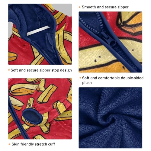 Fast Food French Fries Girls Fleece Jacket Girls Fall Jacket Girls Zip Up Hoodie Girls Sherpa Jacket 2-10T3