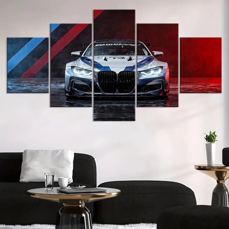Tableau de voiture bleue et blanche pour habiller un grand mur vide