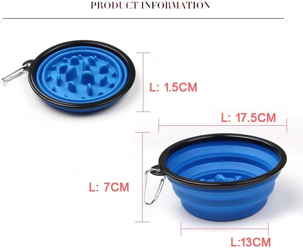 Dog Bowls Cat Bowls 2 Pcs Pet Bowl Foldable Pet Slow Feeding Bowl Dog Cat Portable Travel Water Bowls Puppy Feed Bloat Dish L Size White