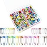 JAXICREY 200 Stück Sicherheitsnadeln Klein, 19mm/30mm Kleine Sicherheitsnadel Mini Sicherheitsnadeln Set Safety Pins Bunt mit Praktischer Box für Kleidung Nähen Basteln Schmuckherstellung