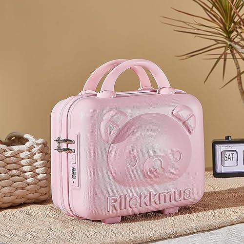 Image of Mini Hard Shell Travel Luggage, Portable Water Proof Cosmetic Case, Organizer Bag, Women's Small Hard Shell Suitcase, T-Pink Polyvinyl Chloride