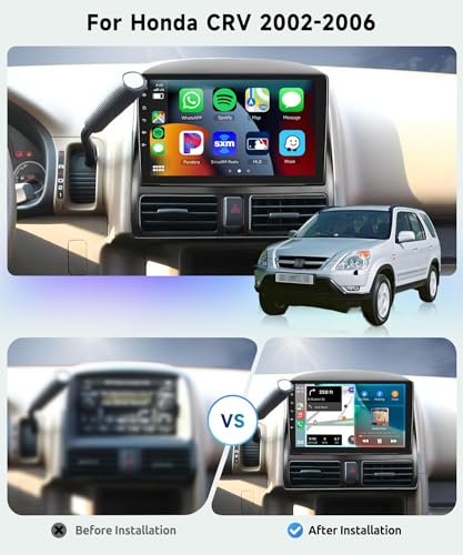 Image of 8 CORE 6G+128G Car Radio Stereo for Honda CRV 2002-2006 with Wireless CarPlay Android Auto, 9 Inch 1280 * 720P IPS Touch Screen Head Unit Android 13 GPS WiFi Bluetooth 32-Band DSP SWC HD Camera