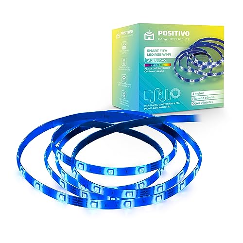 Smart Fita LED RGB Wi-Fi 2ª Geração Positivo Casa Inteligente, branco quente e frio + 16 milhões de cores, 3 metros, 14W Bivolt – Compatível com Alexa​