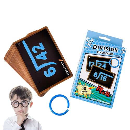 Tarjetas de matemáticas - Tarjetas de suma de resta, juegos de suma de restas Flashcard | Multiplicación de división, 50 Card Total Math por Kid
