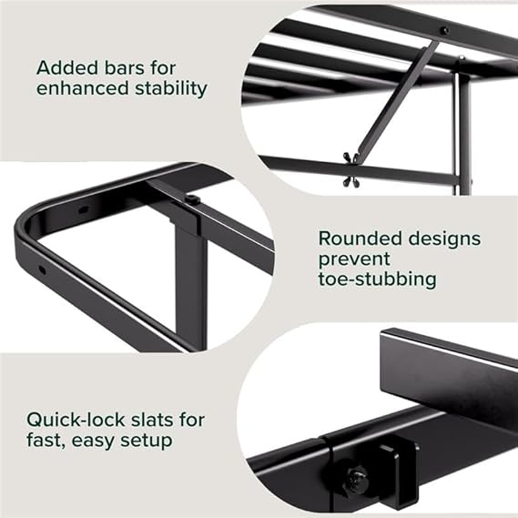 Zinus Rumi 14in Queen Metal Bed Frame, Quick Assembly SmartBase Mattress Foundation, Heavy Duty Sturdy Steel with No Box Spring Needed, Eco-Friendly Packaging, Black
