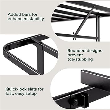 Zinus Rumi 14in Queen Metal Bed Frame, Quick Assembly SmartBase Mattress Foundation, Heavy Duty Sturdy Steel with No Box Spring Needed, Eco-Friendly Packaging, Black