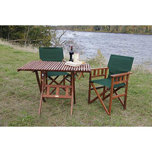 BYER OF MAINE Pangean Roll Top Folding Wood Table, Bistro Table, Use Indoors or Out, Hardwood Portable Table, Deck Table, Wooden Camp Table, Matches Pangean Furniture Line, Wood Camping Table - Thumbnail 4