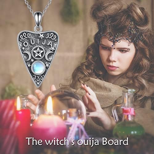 YFN Ouija Necklace Sterling Silver Pentagram/Evil Eye/Triple Moon Goddess/Raven Pendant Witch Gothic Jewellery Gifts for Women Girls