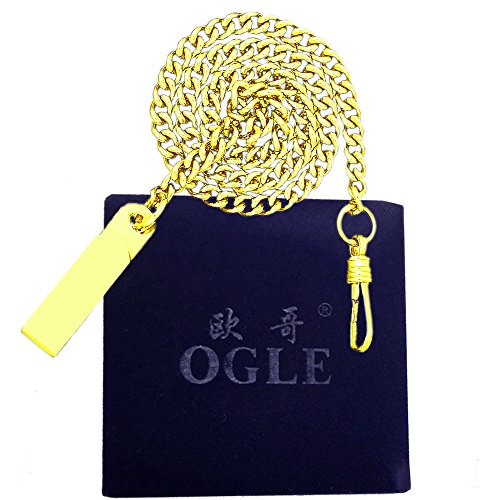 Ogle Vintage Copper Double Cover Tourbillon Phases Moon Chain Fob Self Winding Automatic Mechanical Pocket Watch/Gold Dial (Gold Dial) #TOP6