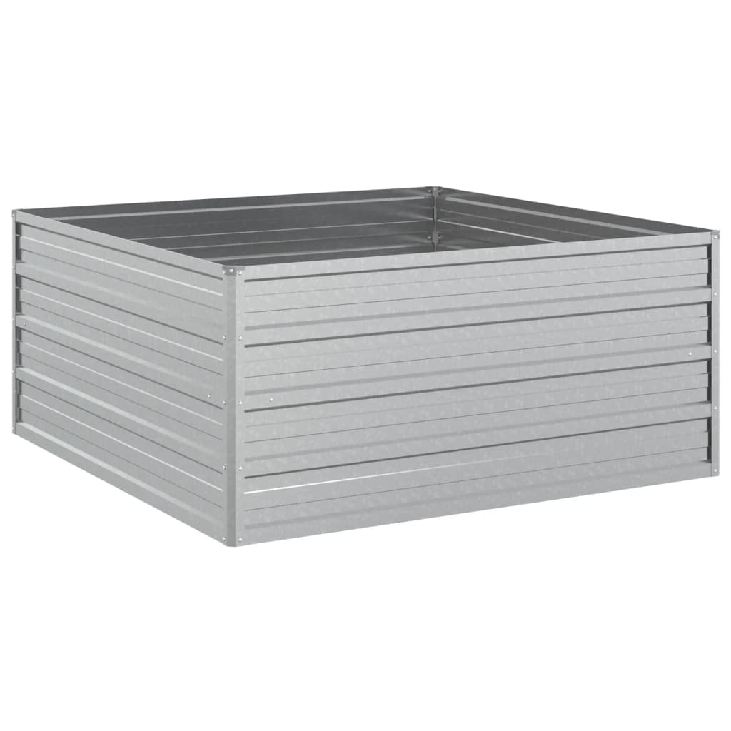vidaXL Raised Garden Bed - Galvanized Steel Planter 100x100x45cm Silver, Rectangular Flower/Plant Pot for Outdoor Garden/Patio