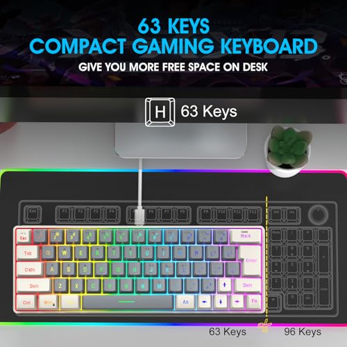 Teclado Mecánico Gaming 63 Teclas Con Cable miniatura 2