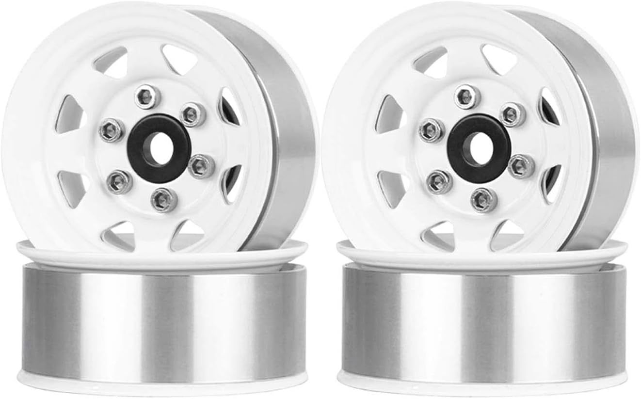 1.55 inch Metal Beadlock Wheel Rim Replacement for 1/10 RC Crawler D90 Pajero TF2 Tamiya CC01 CC02 LC70 LC80 (Gray)