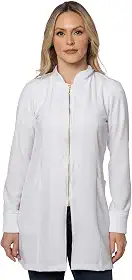 Jaleco Feminino Acinturado Two Way Punho Gola Padre - Carbella - Preto, Branco - PP, P, M, G, GG, G1, G2