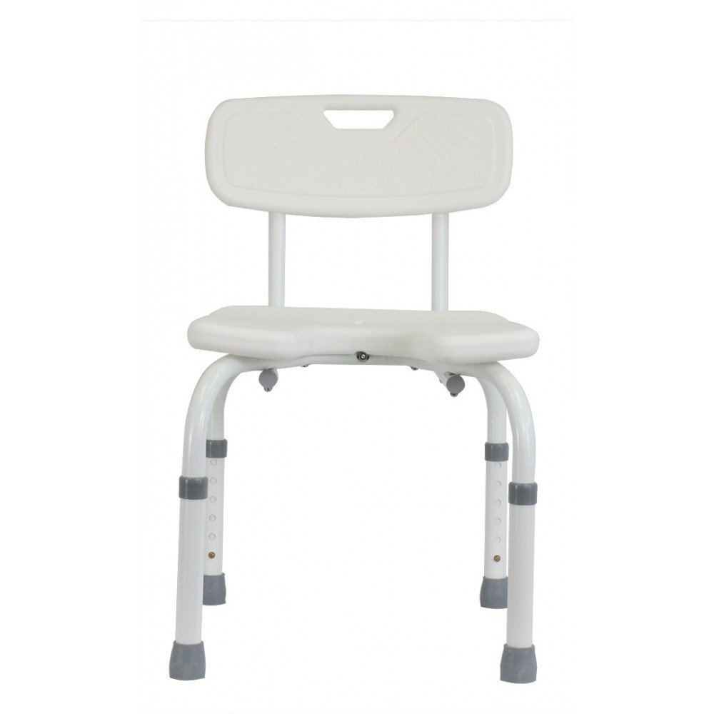 Silla de baño con asiento en U, Regulable, Blanca, Samba