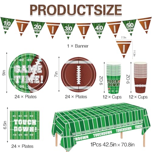 Football Party Decorations 98Pcs Football Birthday Party Suppiles Set Include Plates and Tablecloth Sport Theme Party Favors Kit - Image 4