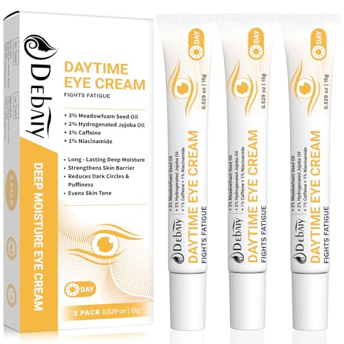 Daytime Eye Cream with 2% Jojoba Oil Anti-Wrinkle Anti-Aging Moisturizing Under Eye Cream 1% Caffeine | Fight Fatigue, Dark Circles & Puffiness (3 Pack 15g Each)