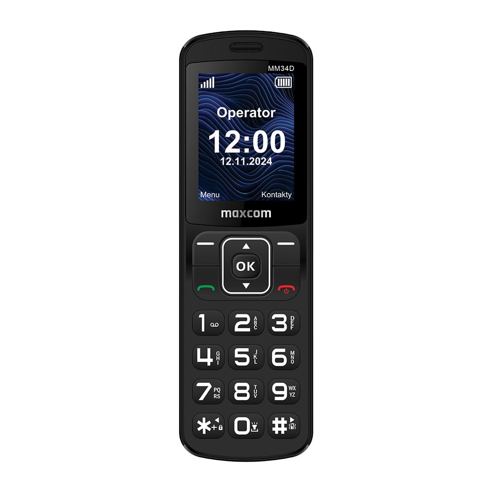 Maxcom MM34D 4G VoLTE Téléphone de bureau sans fil à gros bouton pour la maison et le bureau avec carte SIM Pas de ligne terrestre nécessaire Chargeur de bureau Prise britannique ? Noir