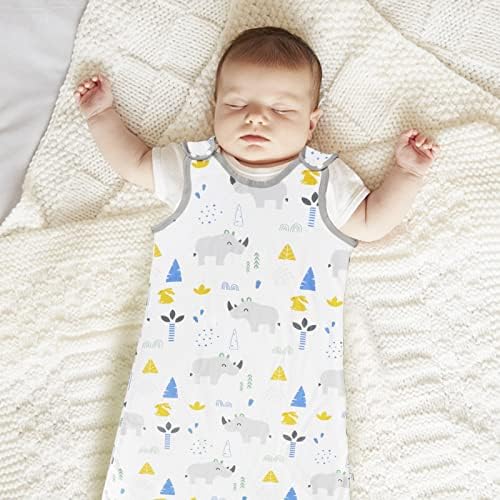 WWW Baby Sleeping Bag,Soft and Breathable Newborn Swaddles with Shoulder Buckle Design,Easy to Put on and Take off Baby Blankets,Rhinoceros,S