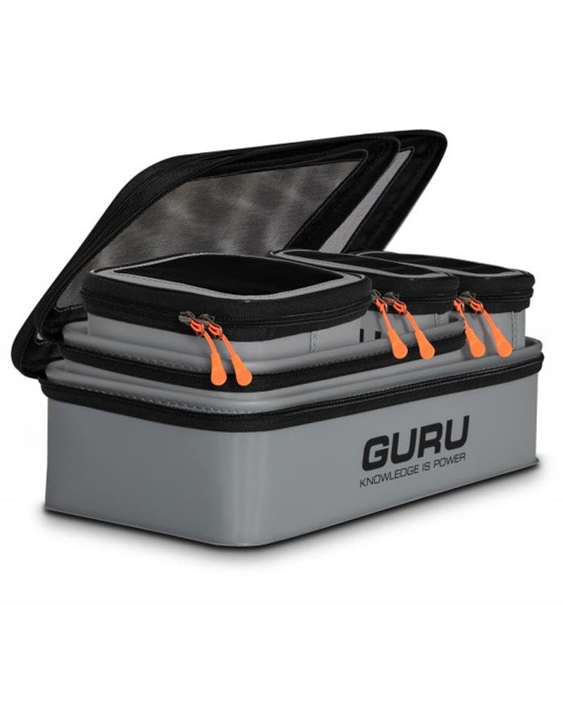 Korda Guru Fusion Ventilator Combo 5, quattro scatole per esche in EVA, coperchi a rete perforata, impilabili, per conservare esche fresche, 100, 200, 250, 350, codice GLG049