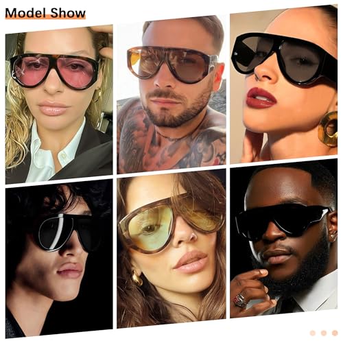 Bouryo Retro Oversized Aviator Sunglasses for Women Men Anti-Glare UV Protection Outdoor Chunky Frame Sunglasses4